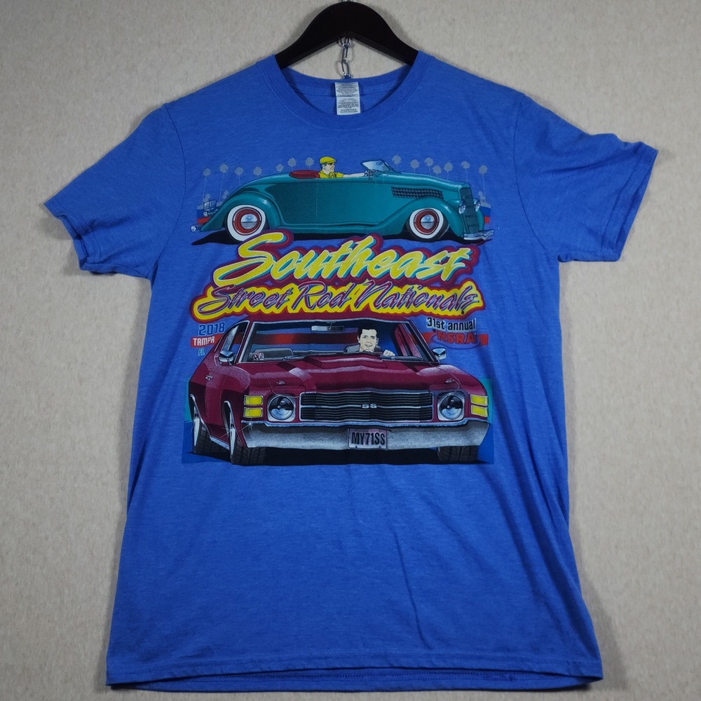 Southeast Street Rod Nationals Graphic Tee Shirt Hot Rod Tampa Blue Mens S